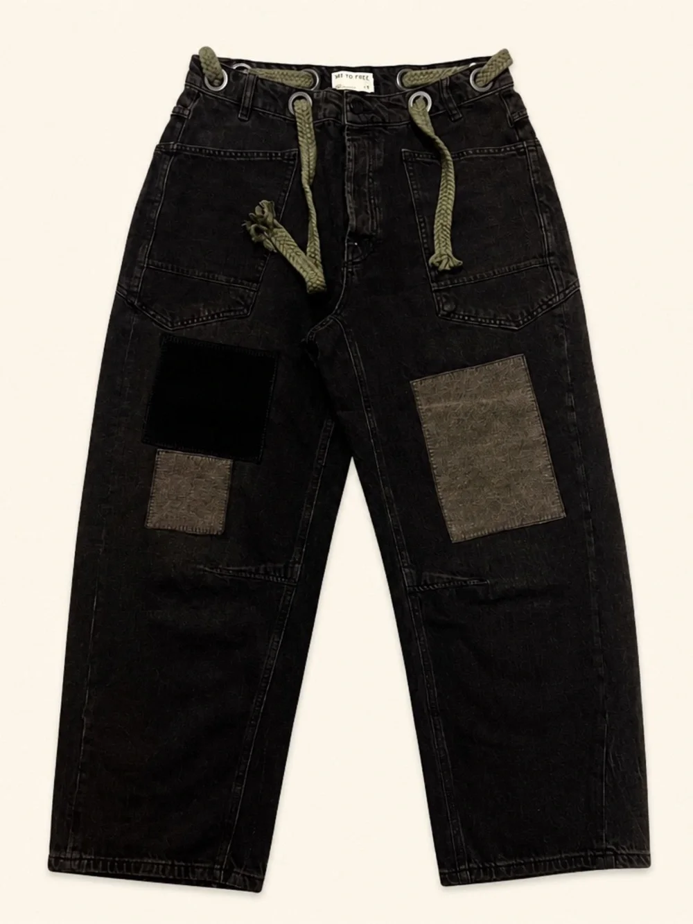 Free People Moxie Pull On Patch Barrel Jeans